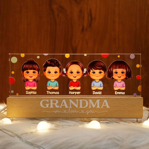 Polka Dot We Love You personalized acrylic LED night light
