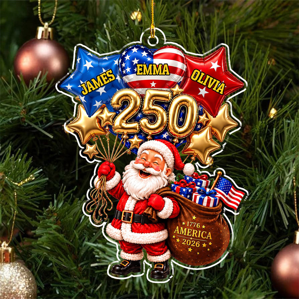 Cheers To 250 American Years - Personalized Acrylic Ornament