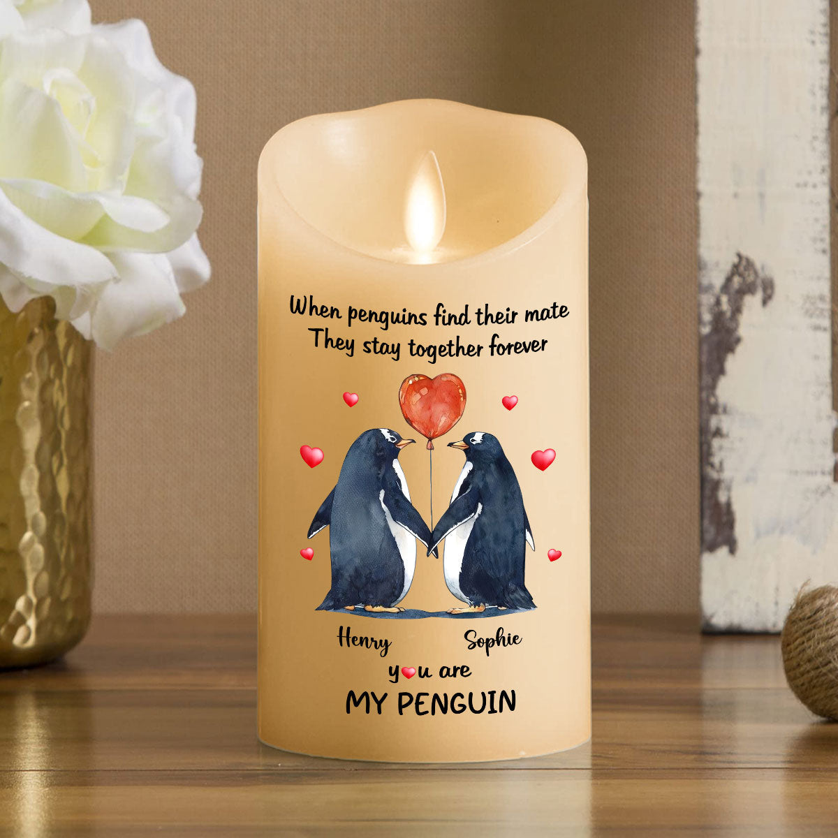 You Are My Penguin - Personalized LED Candle