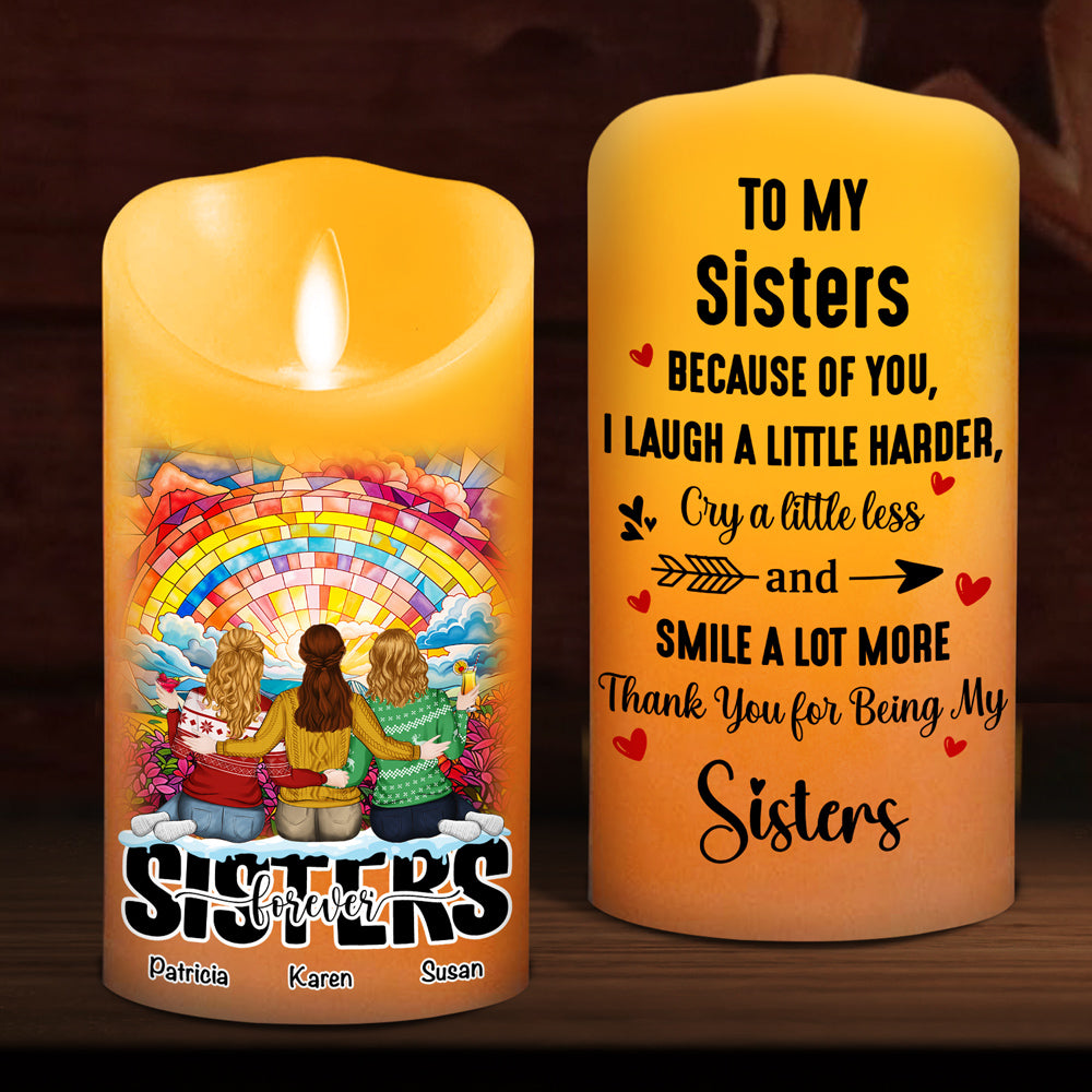 Because Of You I Laugh A Little Harder Version 2 - Personalized LED Candle