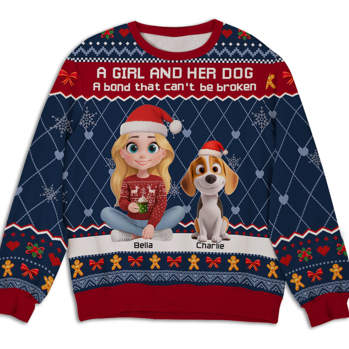 Just A Girl Who Loves Her Dog Christmas Ver 2 - Personalized All-Over-Print Sweatshirt