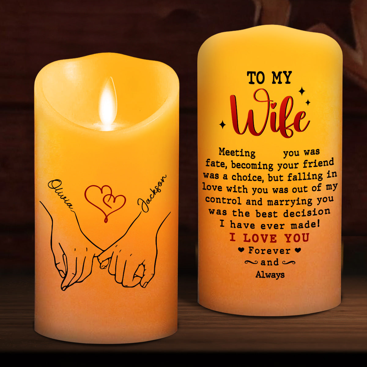 To My Wife I Love You Forever And Always - Personalized LED Candle
