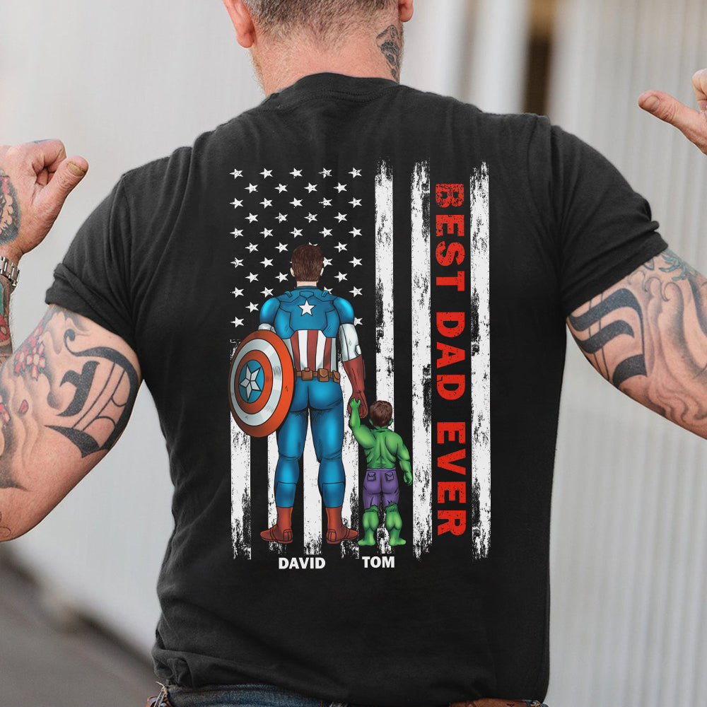 Best Dad Ever personalized T-shirt back print
