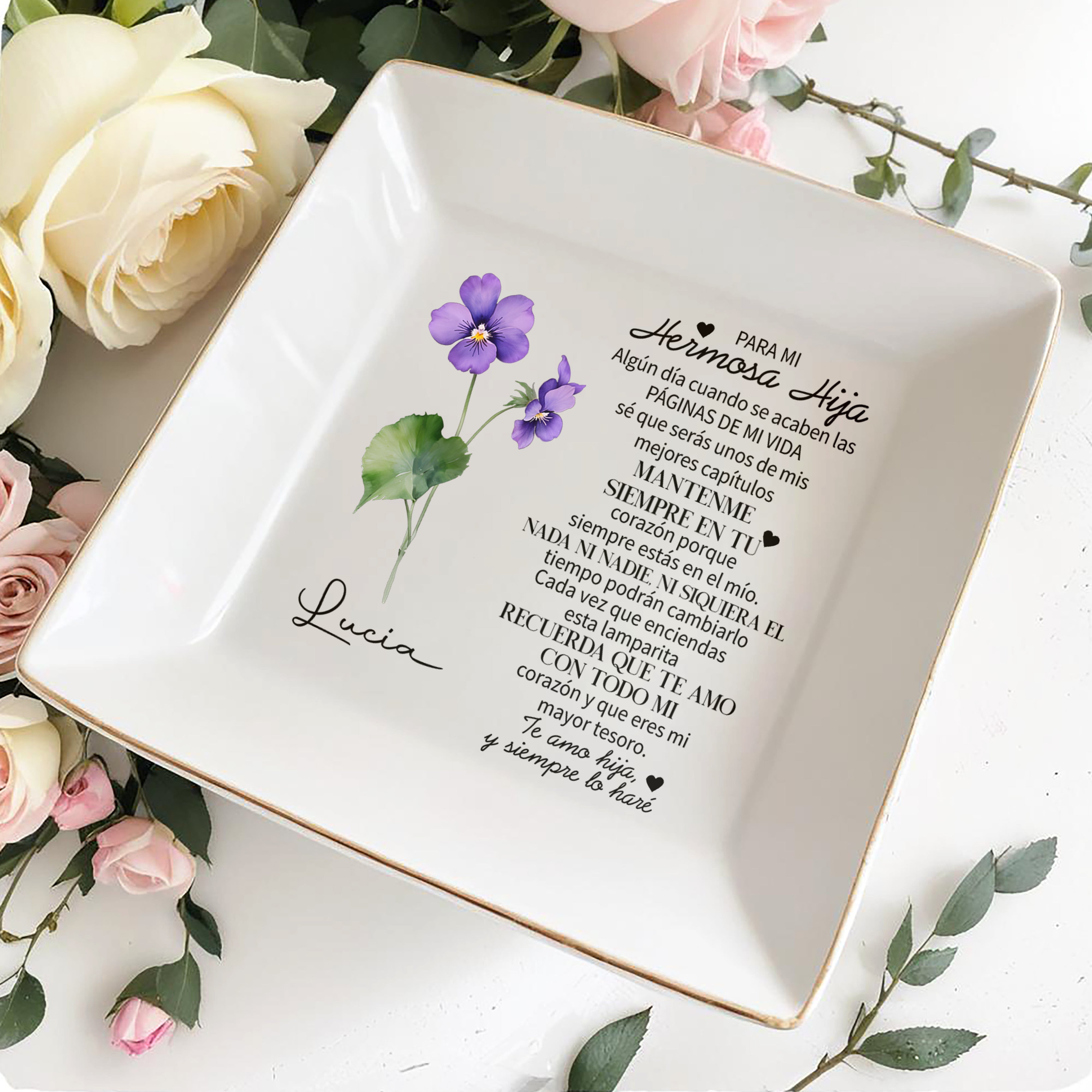 Para Mi Hermosa Hija - Personalized Custom Jewelry Dish - FM078_SCRD