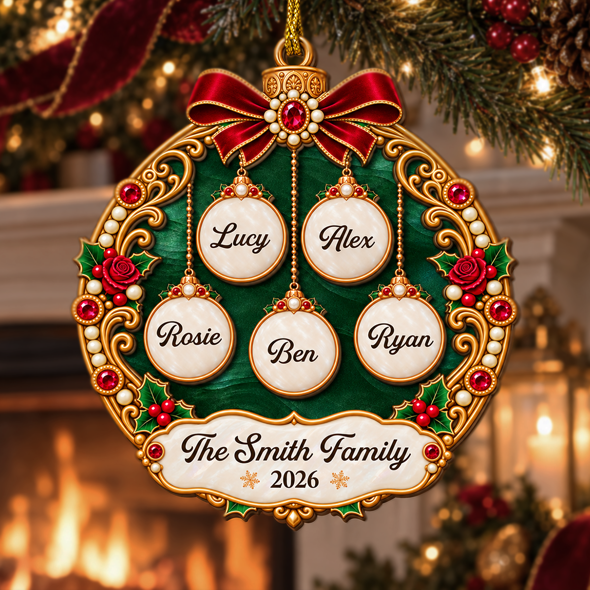 The Family personalized 2-layered wood ornament