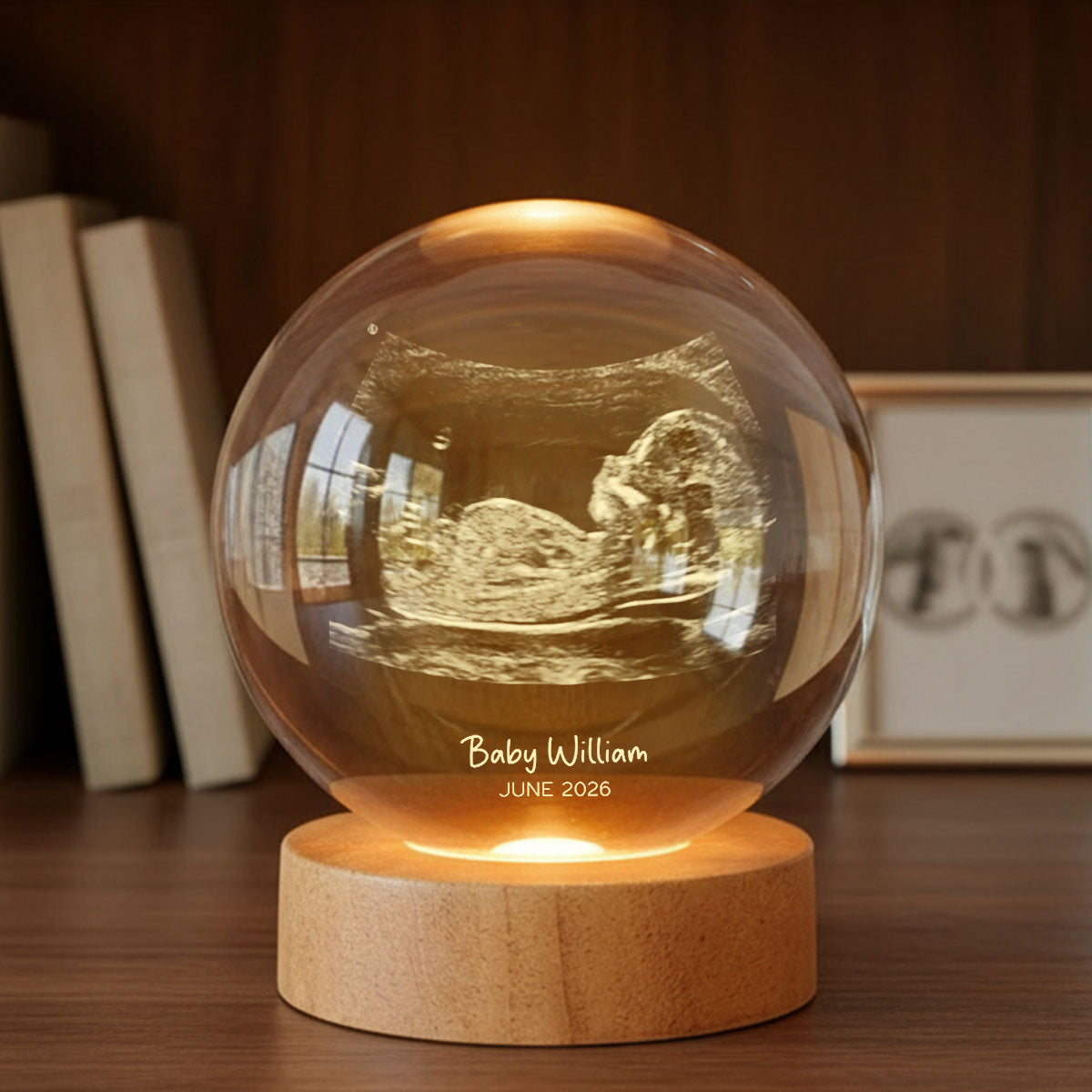 Custom Ultrasound Baby Sonogram - Personalized Crystal Ball LED Night Light