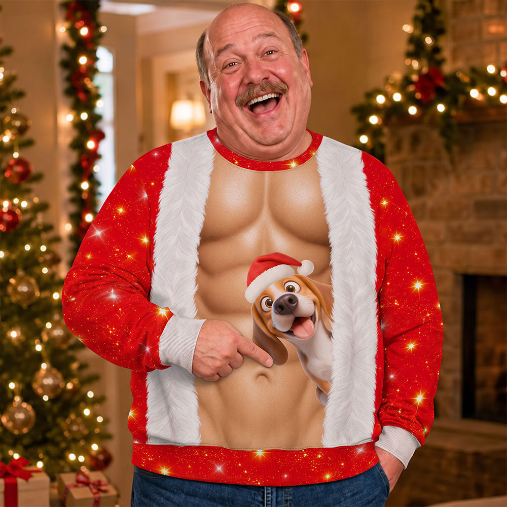 Christmas Pup - Personalized All-Over-Print Sweatshirt - Christmas Gift For Dad