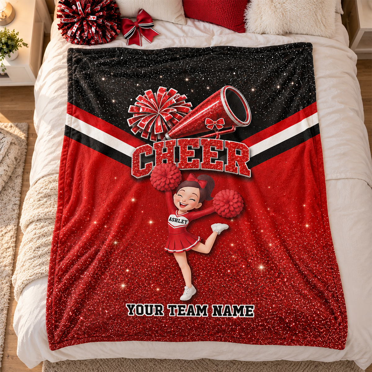 Proud Cheerleader Custom Name And Team Name - Personalized Fleece Blanket
