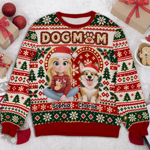 Christmas Dog Mom Forever - Personalized All-Over-Print Sweatshirt