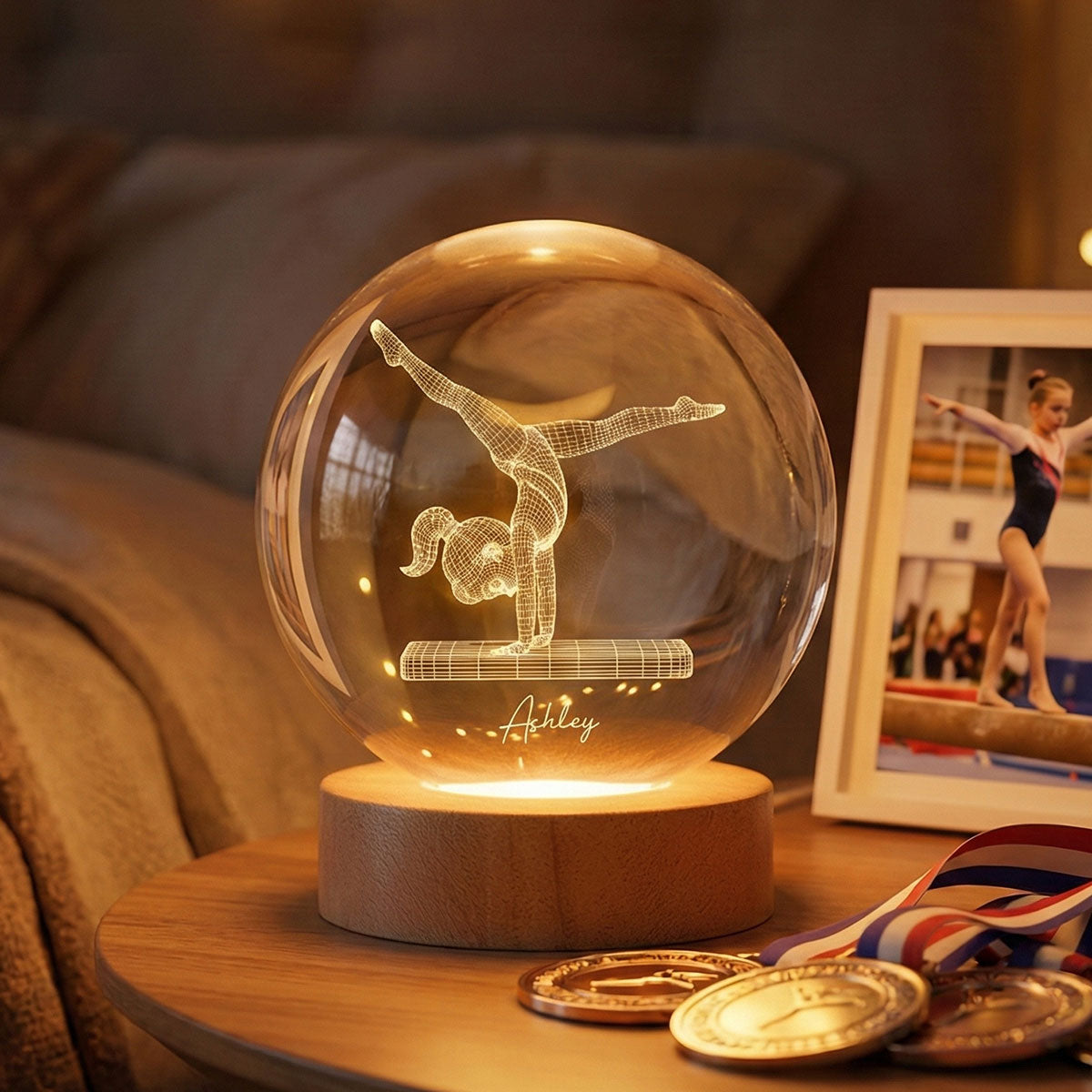 Sport Lover 3D Illusion Art - Personalized Crystal Ball LED Night Light