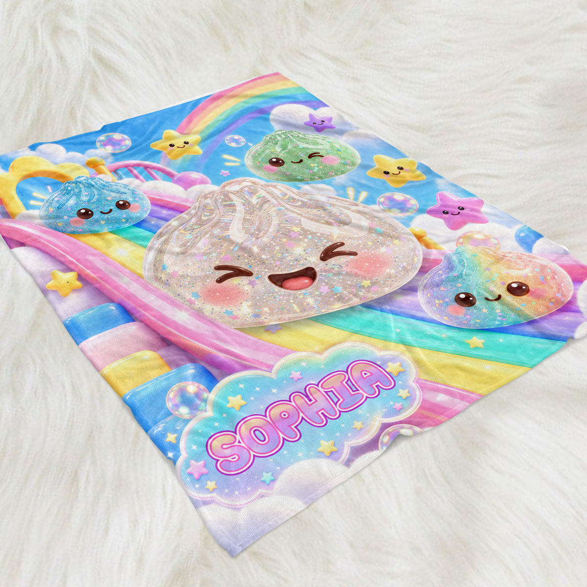 Dumpling Squishy World Personalized Fleece Blanket