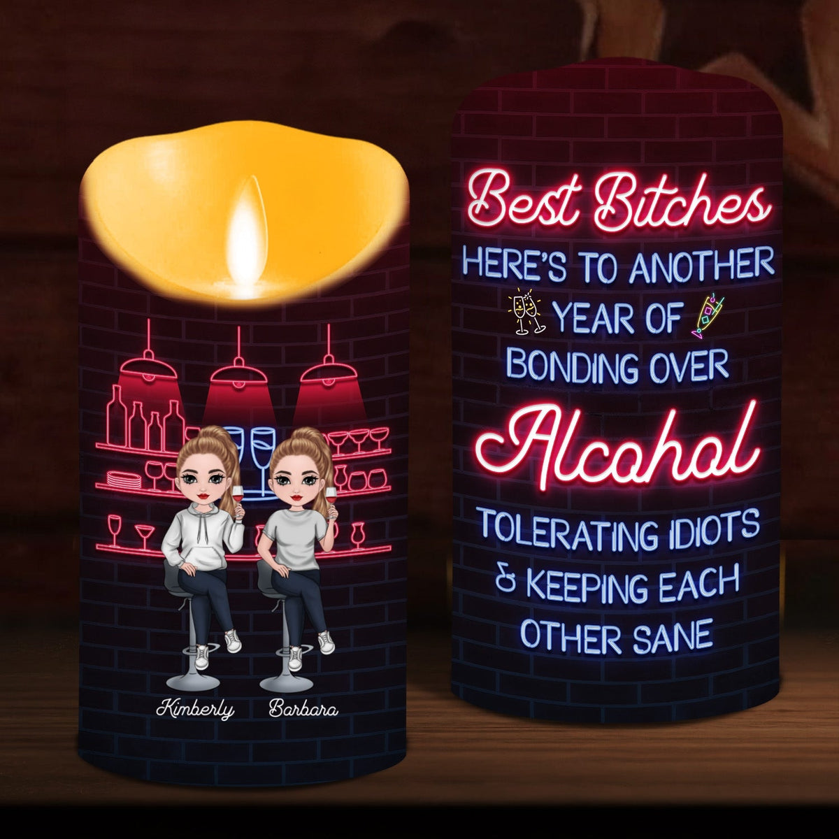 Alcohol Best Friends - Personalized LED Candle