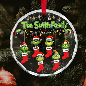 Family Christmas Stockings crystal ornament