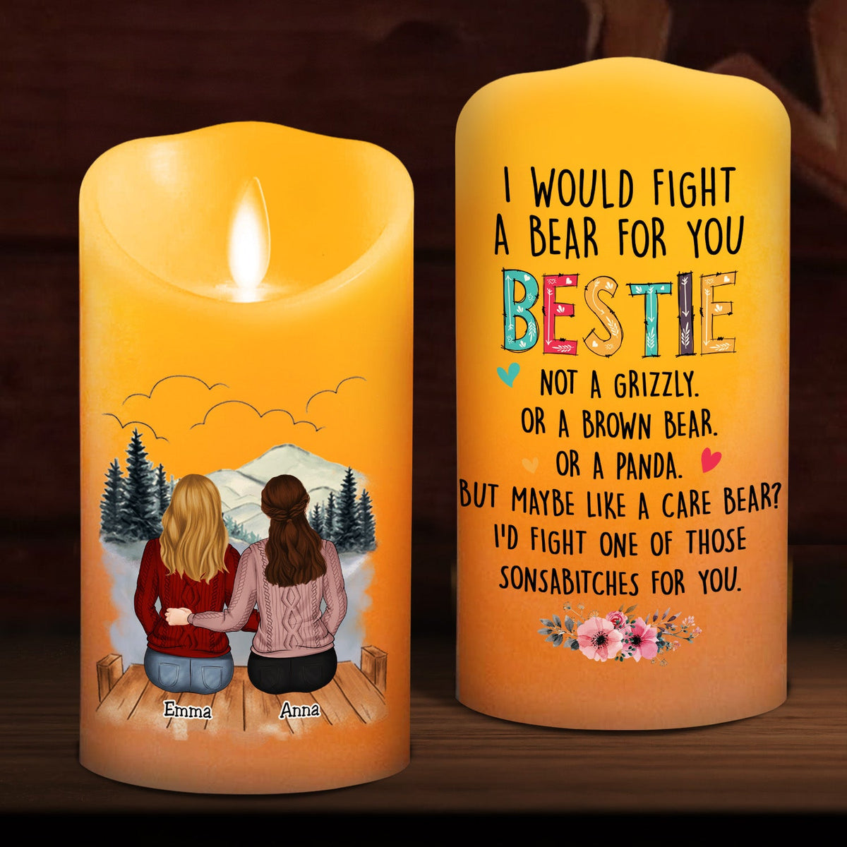 I Would Fight A Bear For You Sister - Personalized LED Candle - Christmas Gift For Sister, Best Friend