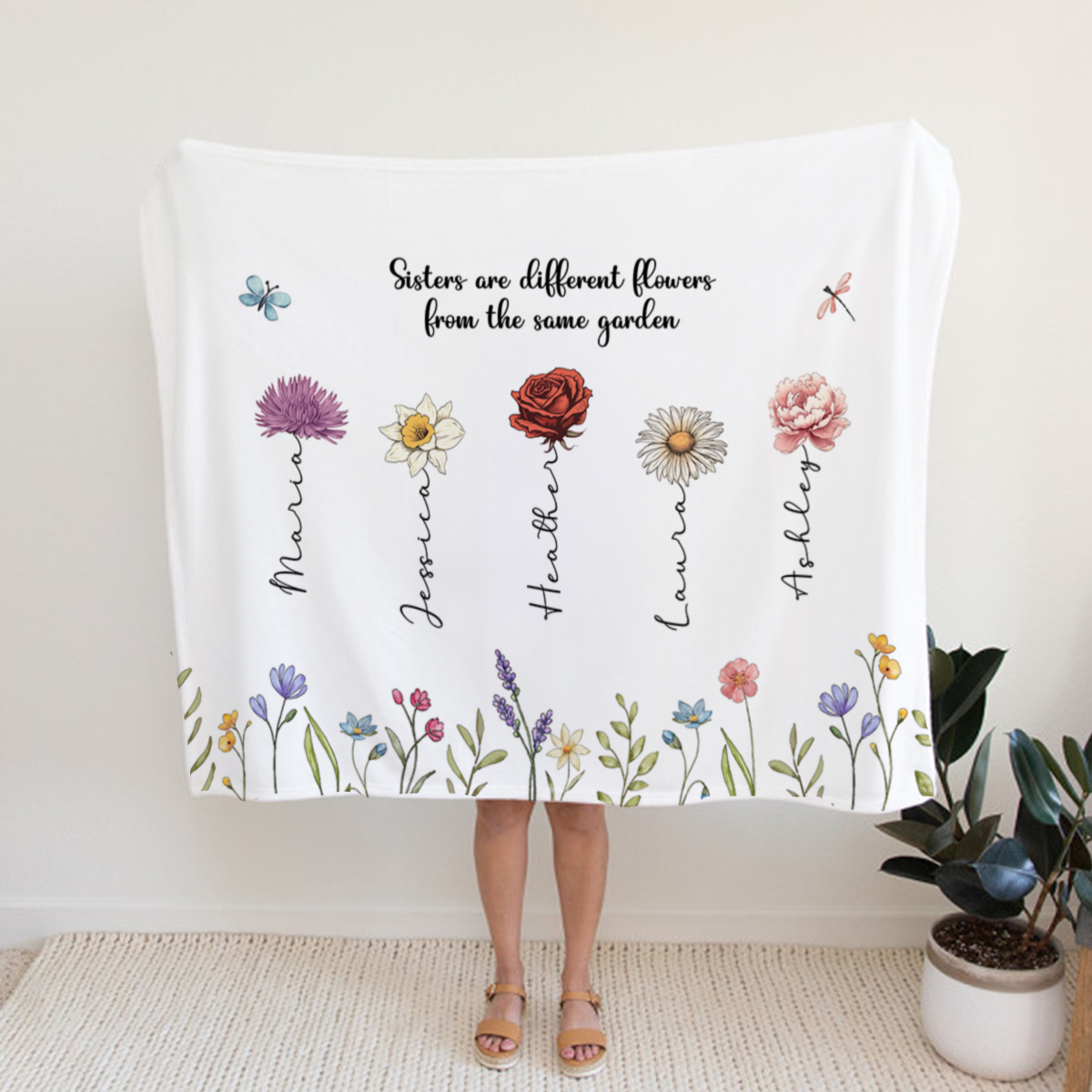 Sisters Are Different Flowers From The Same Garden - Personalized Fleece Blanket