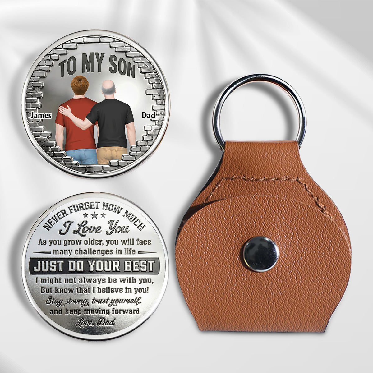 To My Son I Believe In You Back View - Personalized Pocket Hug - Christmas Gift For Son