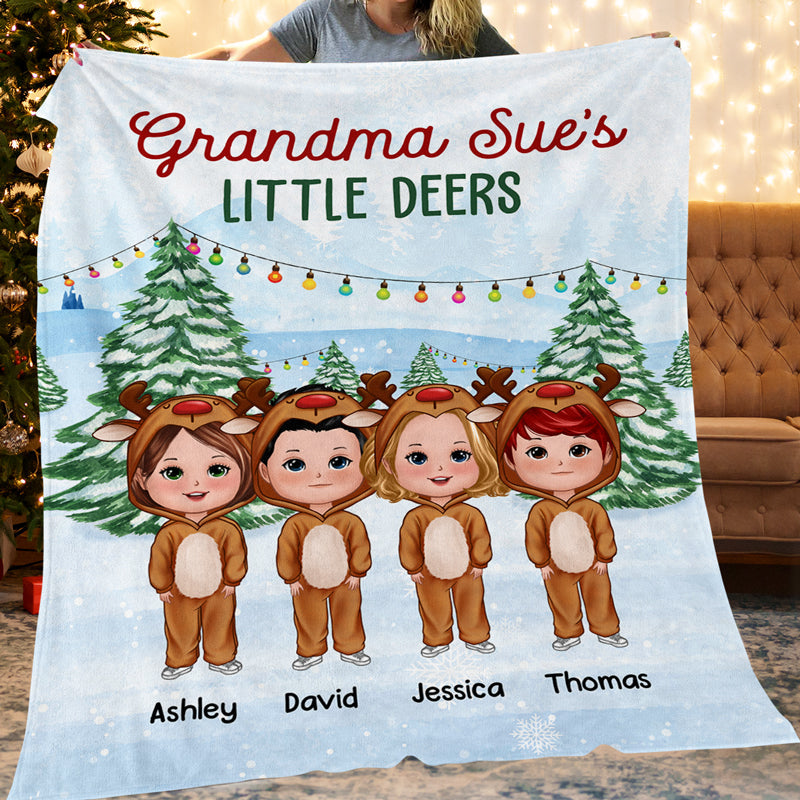 Grandma's Little Deers personalized fleece blanket