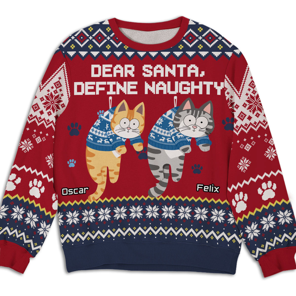 Hanging Cat Christmas 2 - Personalized All-Over-Print Sweatshirt