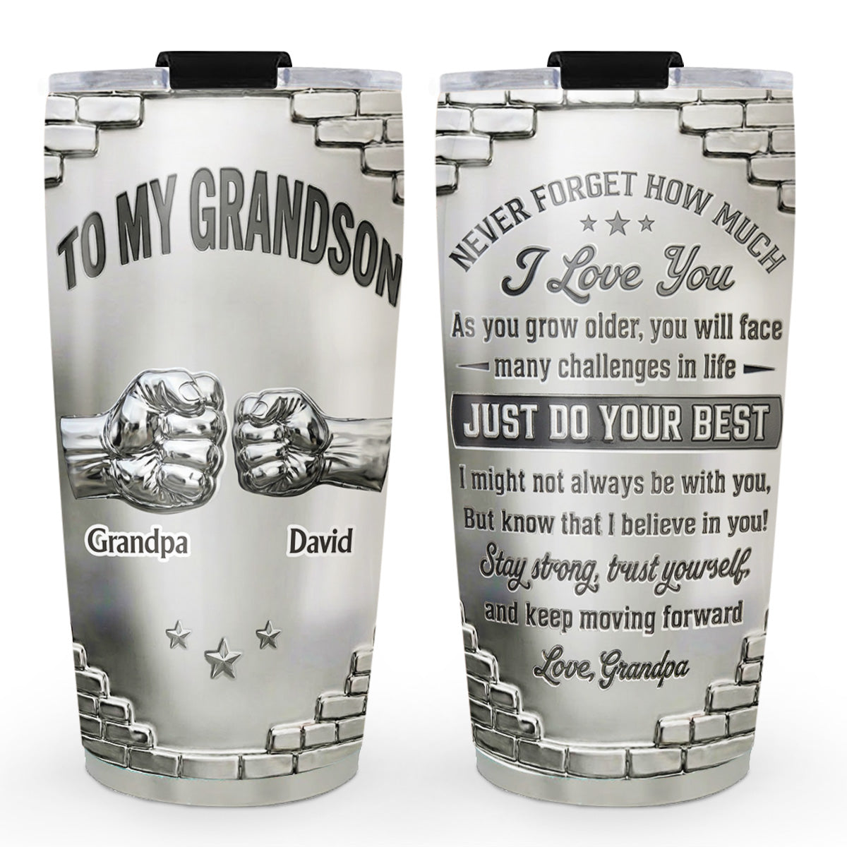 To My Grandson I Believe In You - Personalized 3D Effect Tumbler - Christmas Gift For Grandson