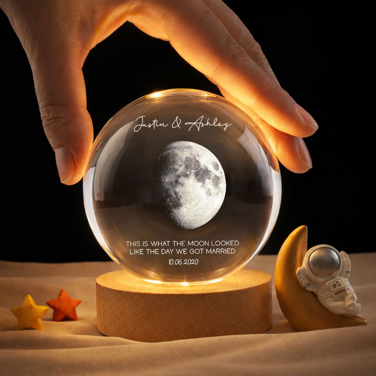 This is What the Moon Looks Like on Our Special Day - Personalized Crystal Ball LED Night Light