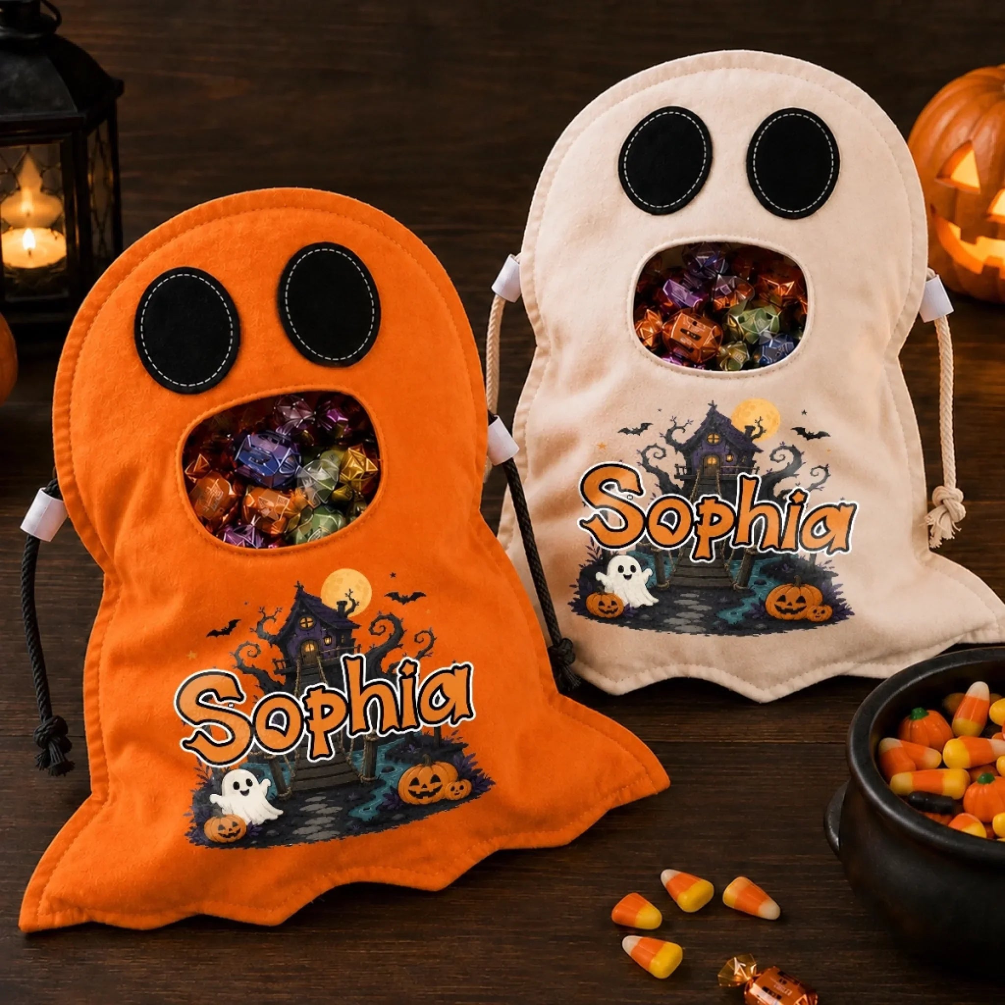 Custom Ghost Bag - Personalized Halloween  Birthday Gifts For Kids - Too Cute To Spook