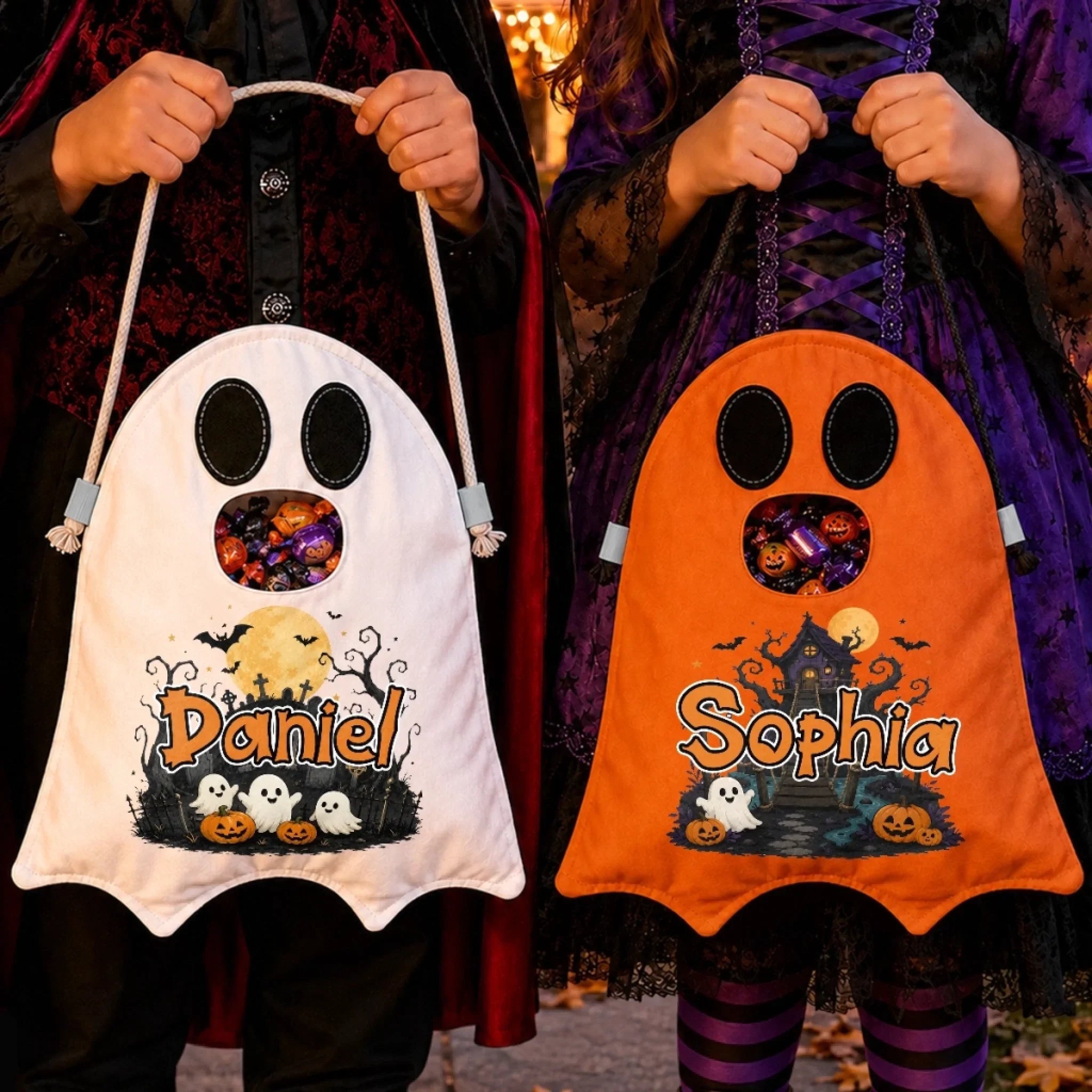 Custom Ghost Bag - Personalized Halloween  Birthday Gifts For Kids - Too Cute To Spook