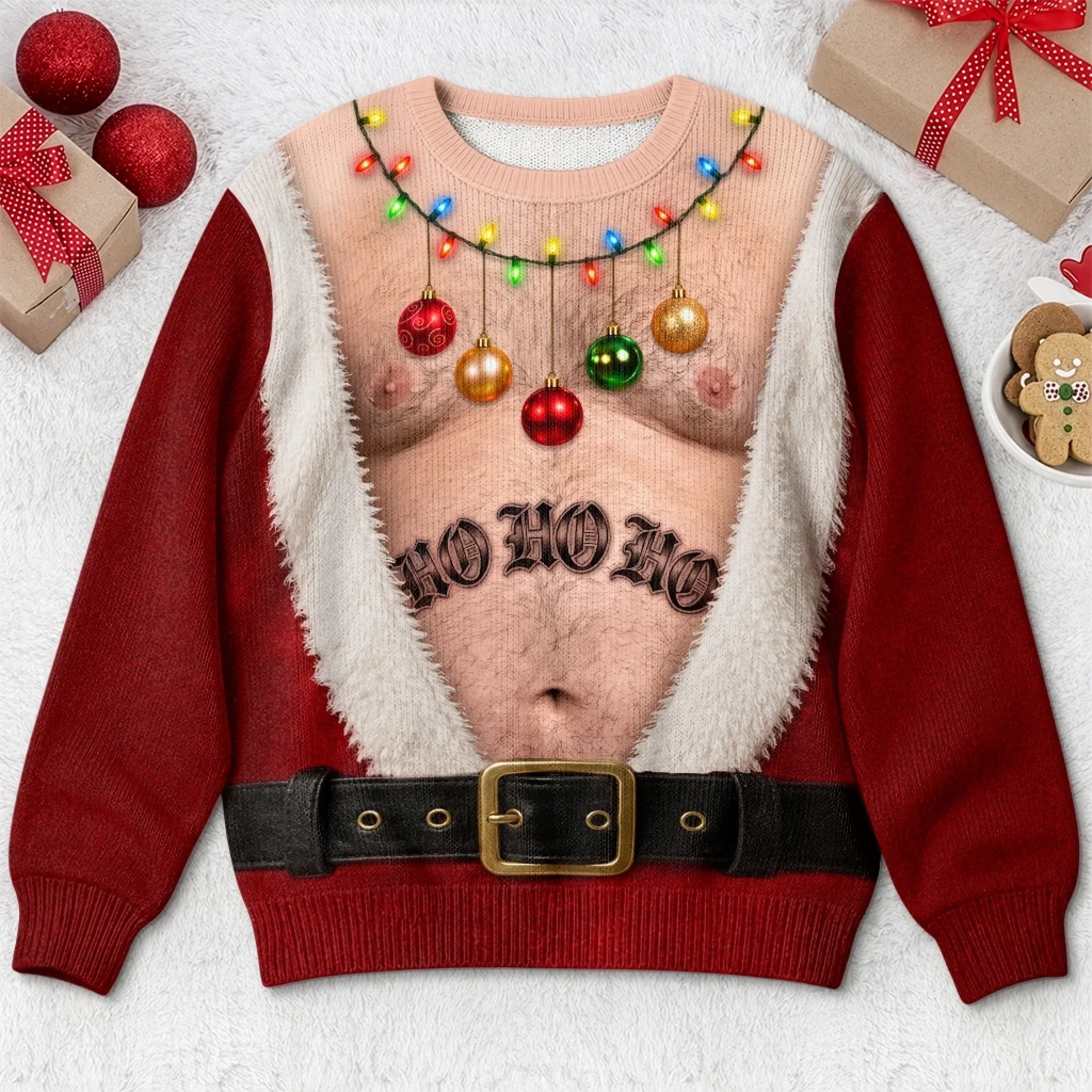 Custom Funny Ugly Sweatshirt - Personalized Christmas Birthday Gifts For Husband, Son, Grandson, Brother, Grandpa, Dad, Yourself - Santa Approved Trouble Maker