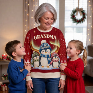 Best Grandma Penguin Ever personalized all-over-print sweatshirt