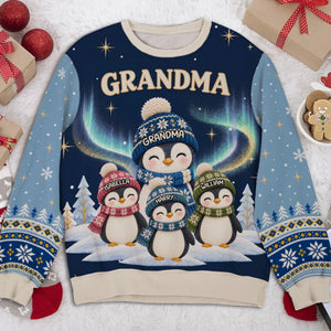 Best Grandma Penguin Ever personalized all-over-print sweatshirt