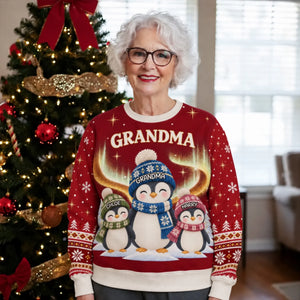 Best Grandma Penguin Ever personalized all-over-print sweatshirt