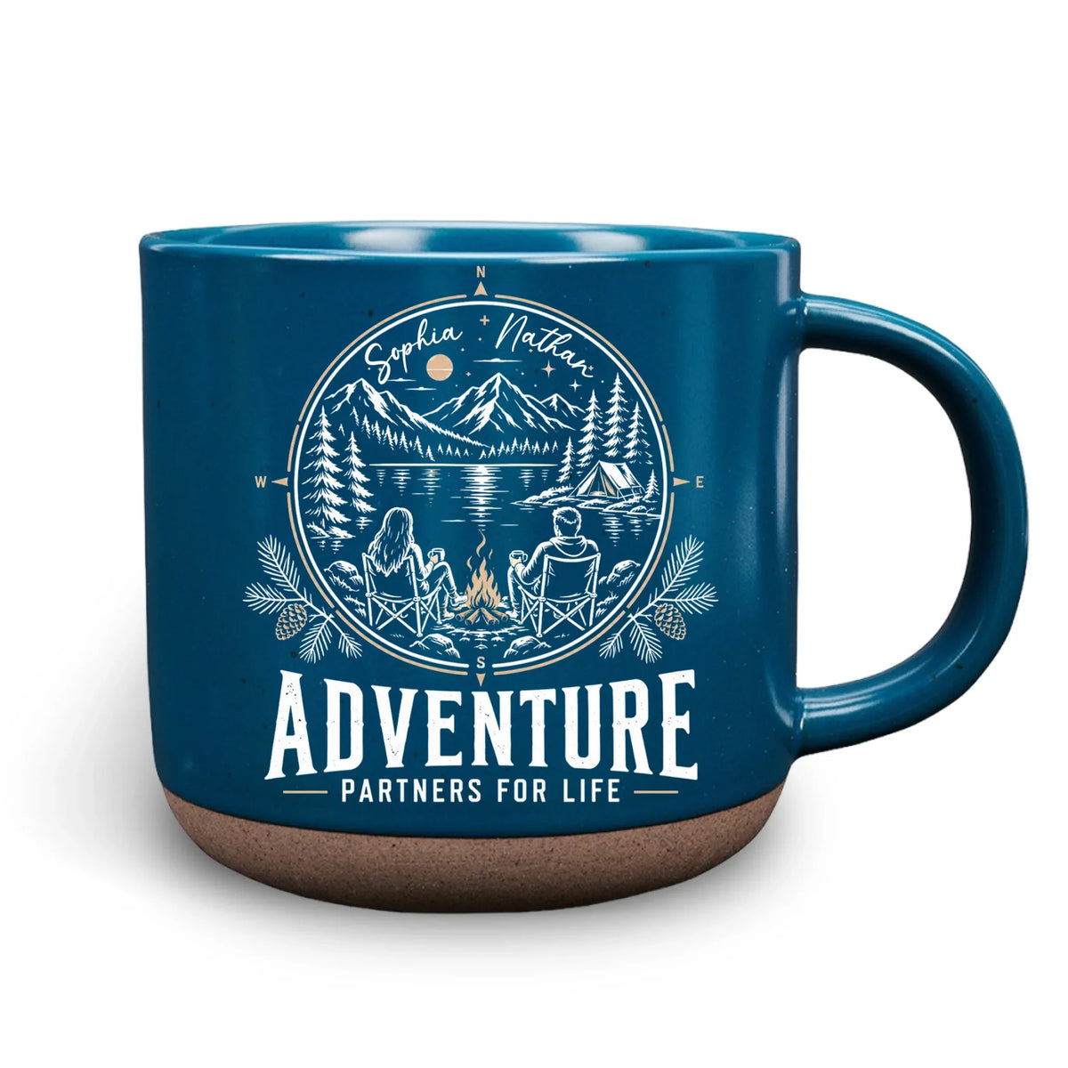 Adventure Is Better Together - Personalized Pottery Mug - Dark Blue