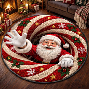 Custom Christmas Quilted Round Mat - Welcome To Our Cozy Home