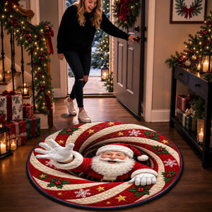 Custom Christmas Quilted Round Mat - Welcome To Our Cozy Home