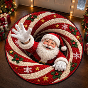 Custom Christmas Quilted Round Mat - Welcome To Our Cozy Home