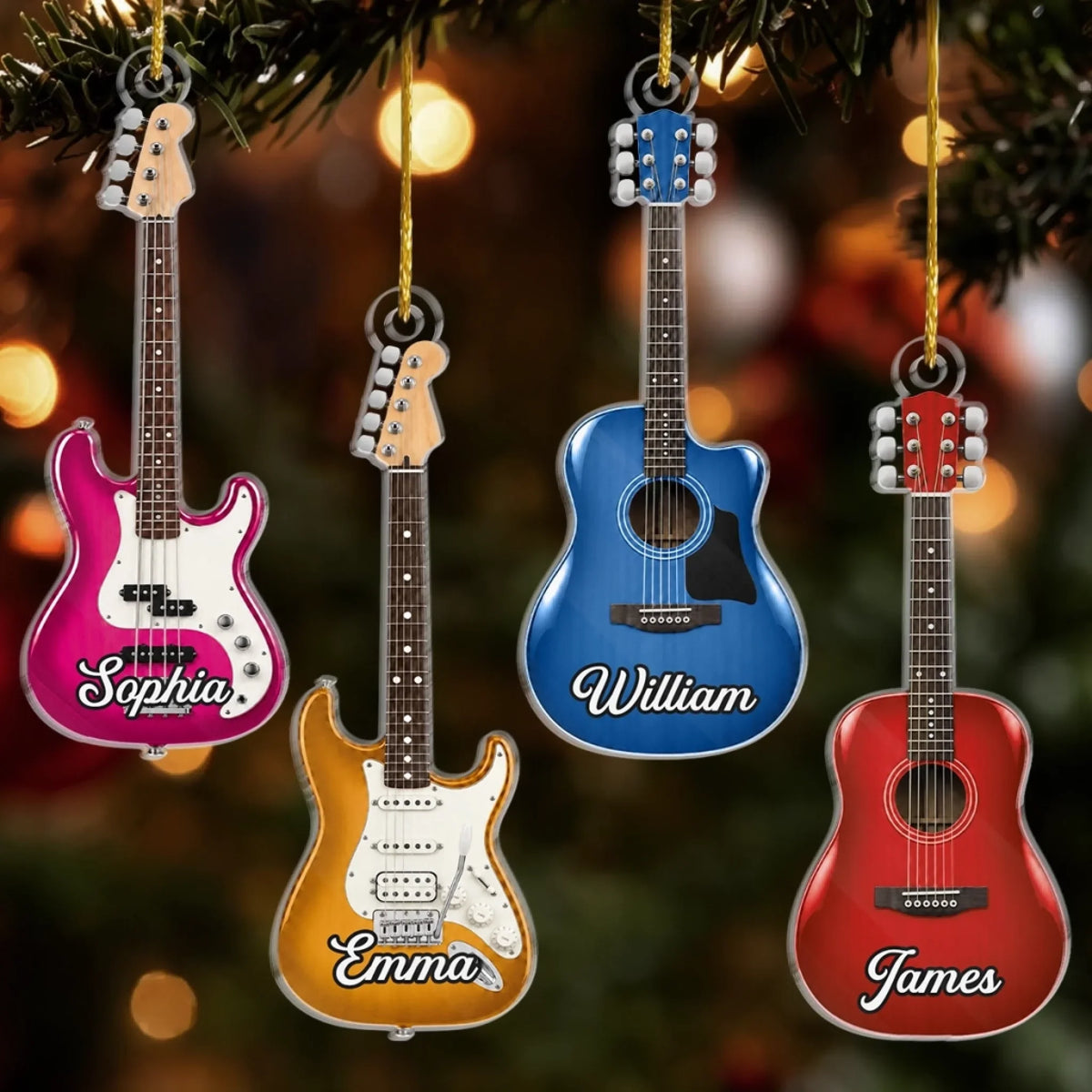 Custom Guitar Acrylic Ornament - Six Strings One Happy Soul