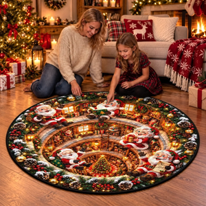 Custom Christmas Quilted Round Mat - Cozy Magical Secrets Down Below