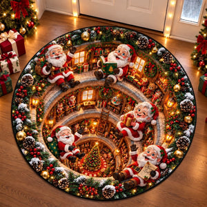 Custom Christmas Quilted Round Mat - Cozy Magical Secrets Down Below