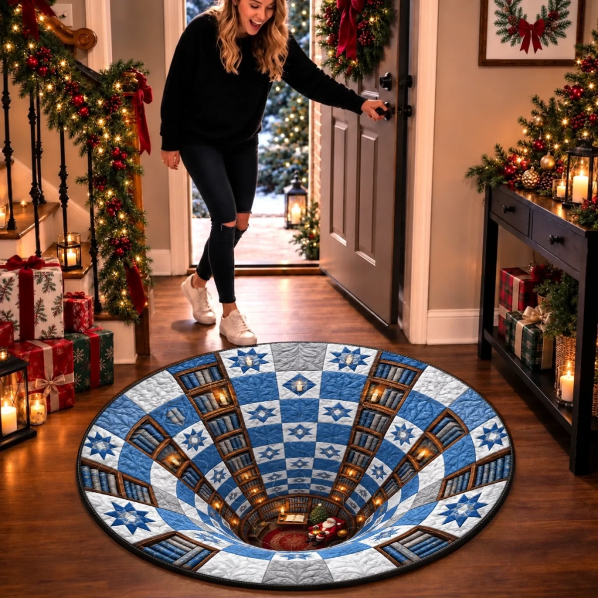 Custom Christmas Quilted Round Mat - Home Filled With Pure Magic