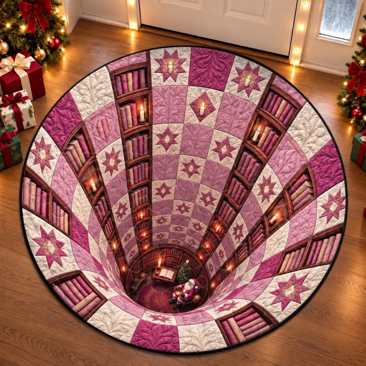 Custom Christmas Quilted Round Mat - Home Filled With Pure Magic