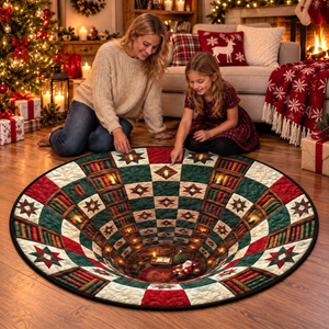 Custom Christmas Quilted Round Mat - Home Filled With Pure Magic