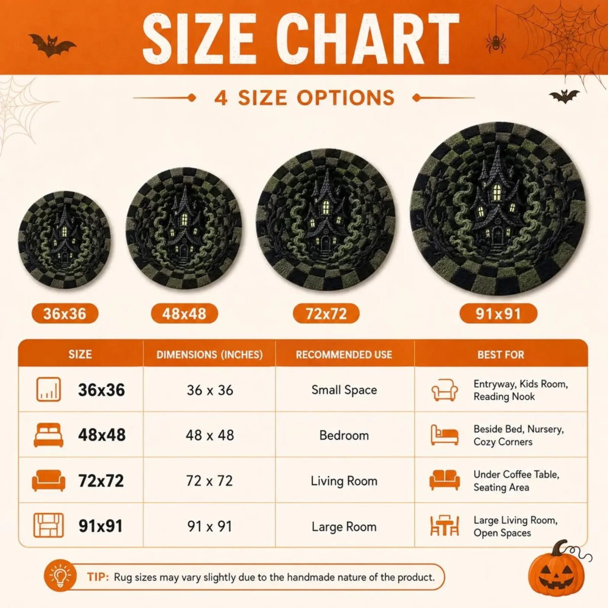 Custom Haunted Home Quilted Round Mat - A Little Fright A Lot Of Fun