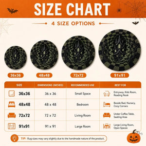 Custom Haunted Home Quilted Round Mat - A Little Fright A Lot Of Fun