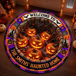 Custom Haunted Home Quilted Round Mat - A Little Fright A Lot Of Fun