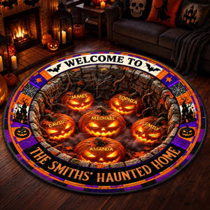 Custom Haunted Home Quilted Round Mat - A Little Fright A Lot Of Fun