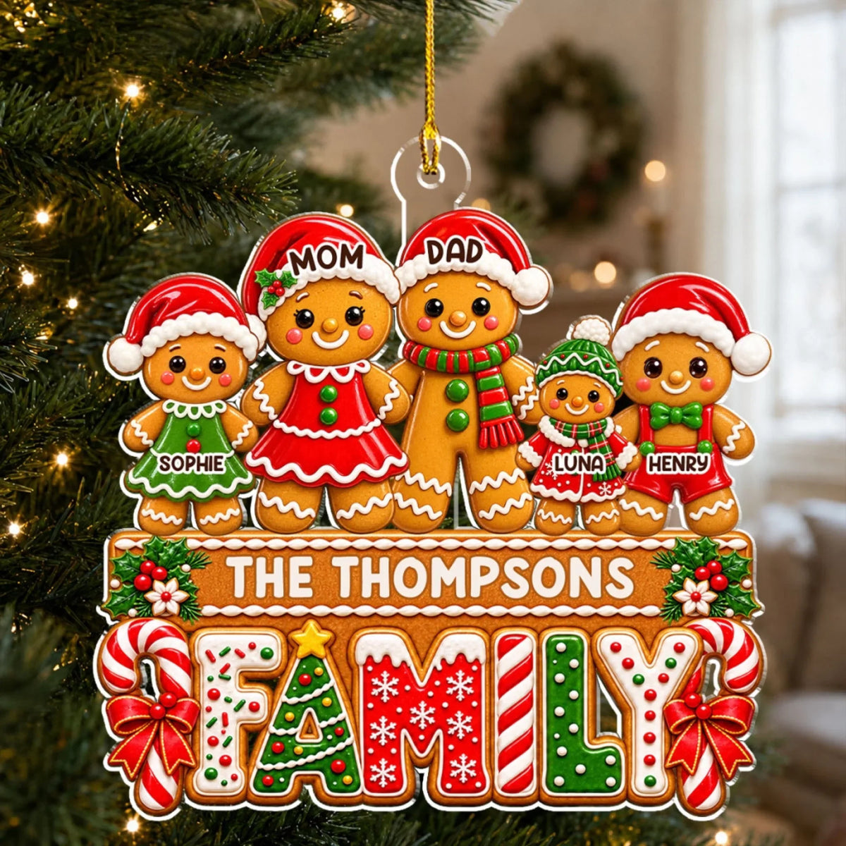 Custom Family Ornament, Christmas Gift for Family Members • Christmas With Us - Personalized Acrylic Ornament