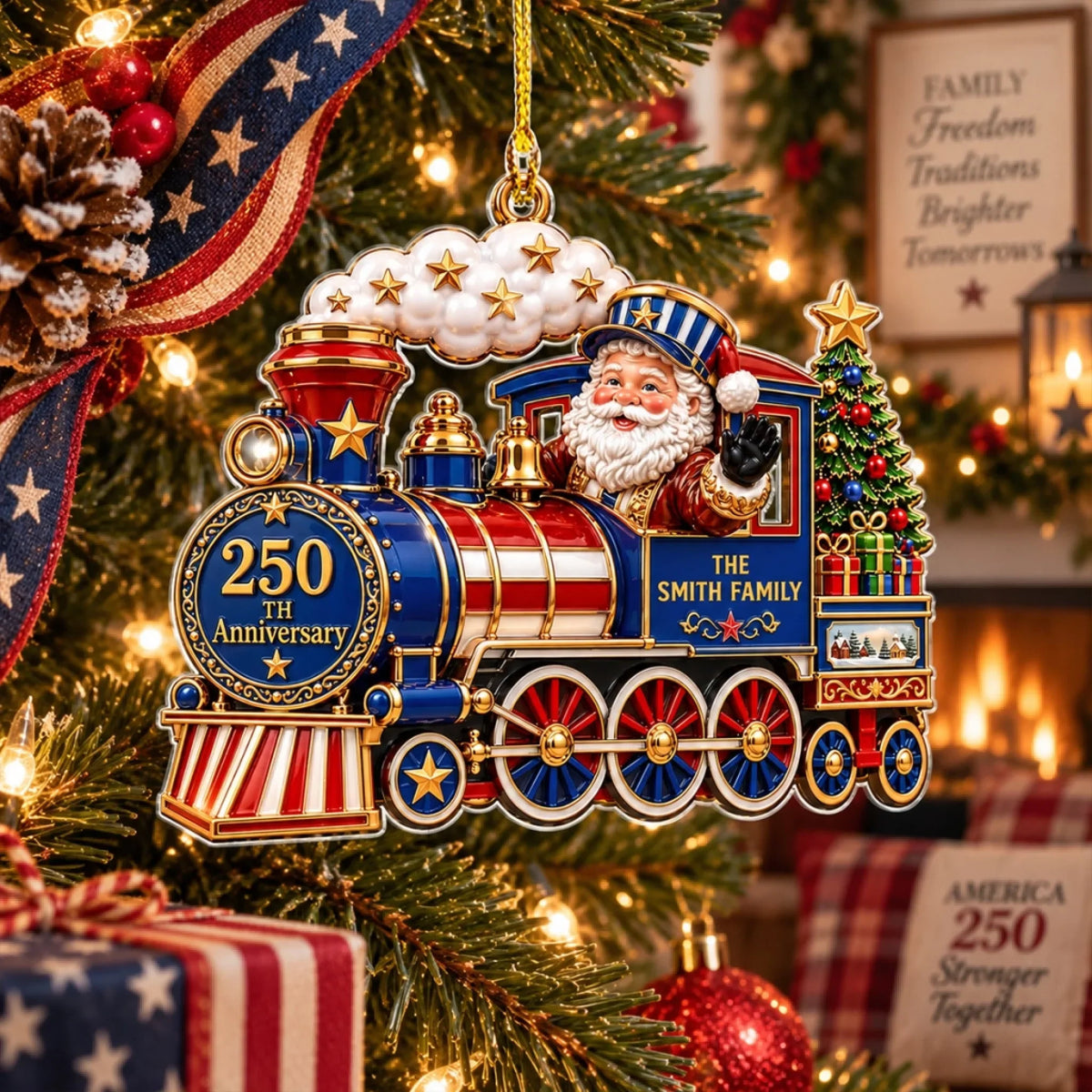 Honoring America With Family Pride personalized acrylic ornament