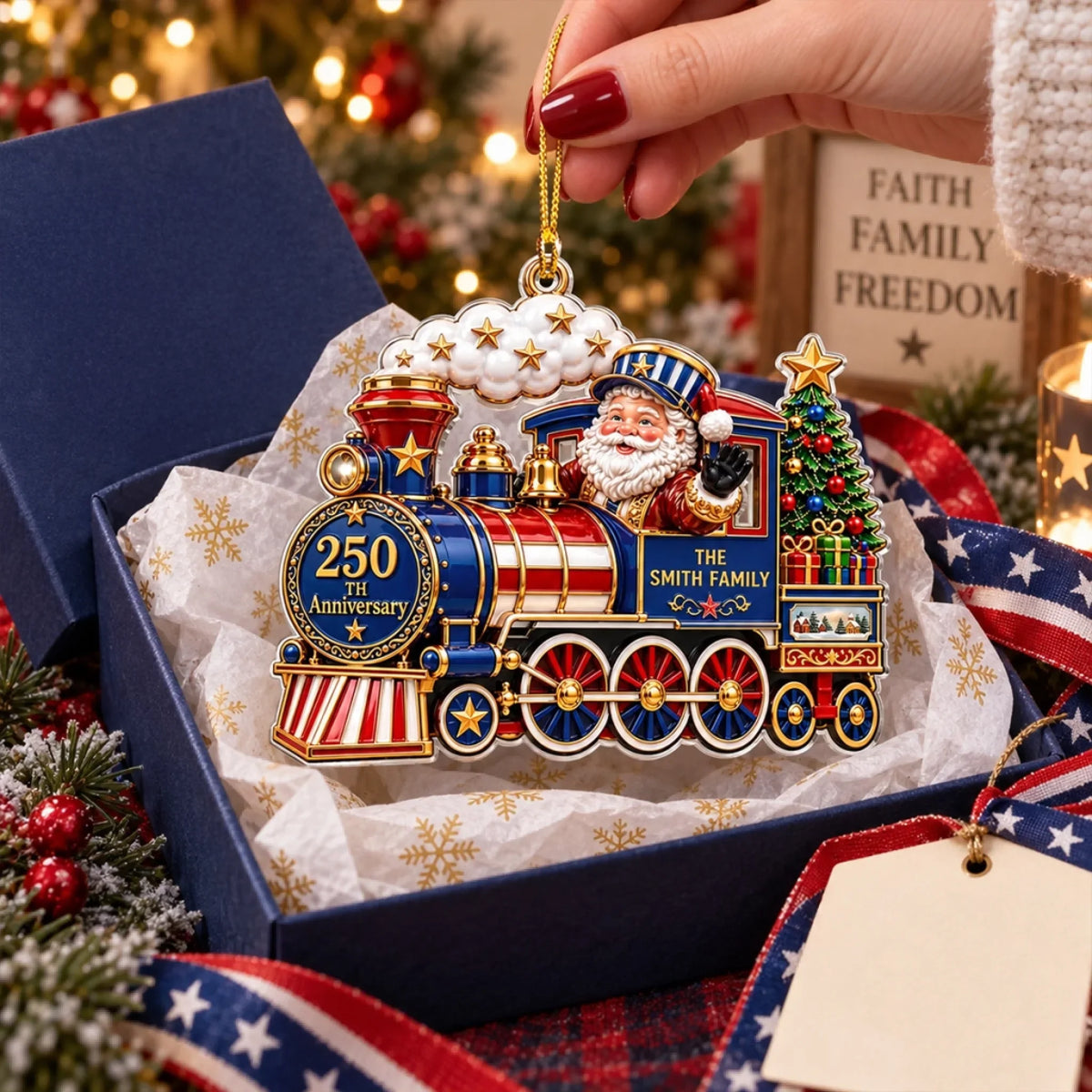 Honoring America With Family Pride acrylic ornament