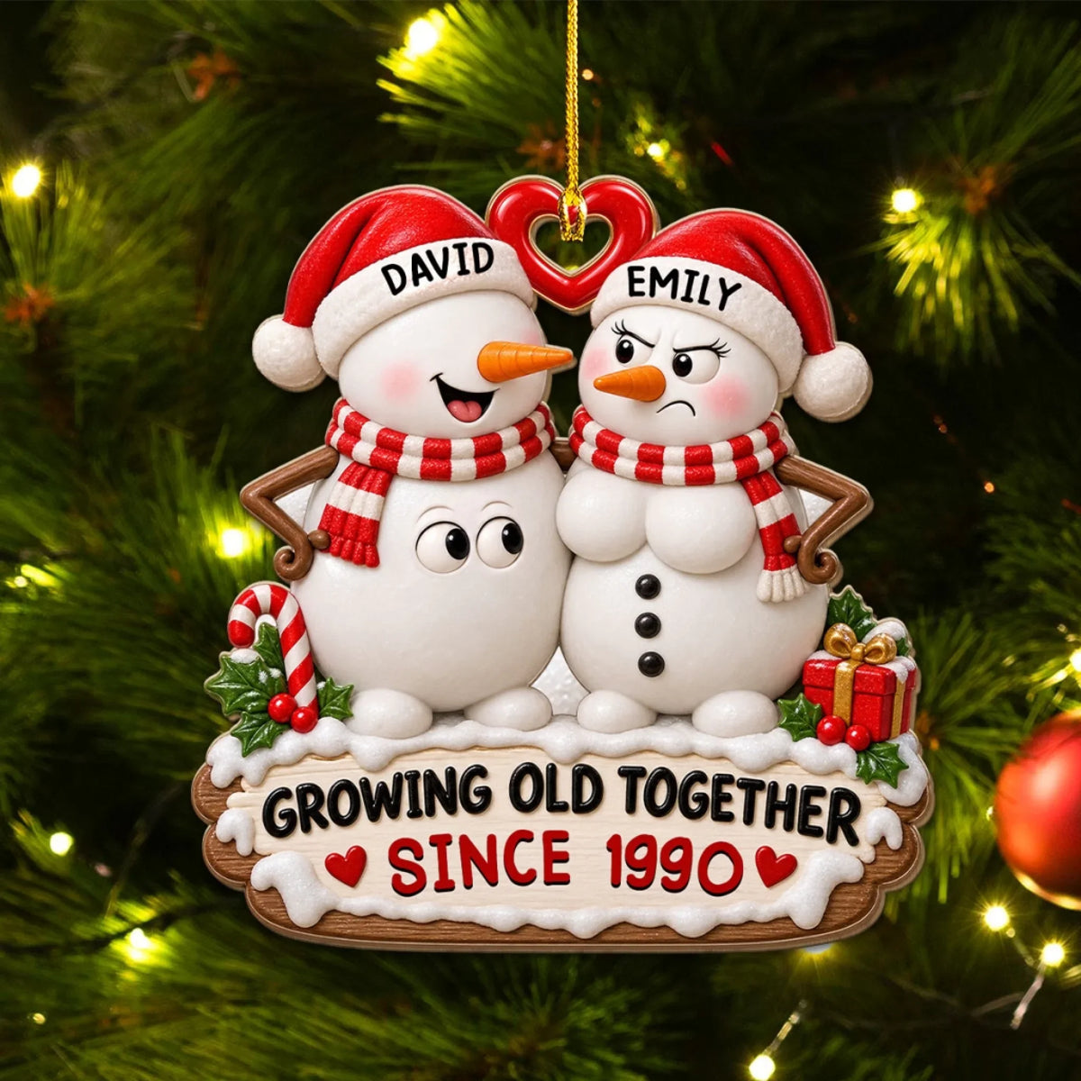 Love Gets Better With Time personalized wood ornament