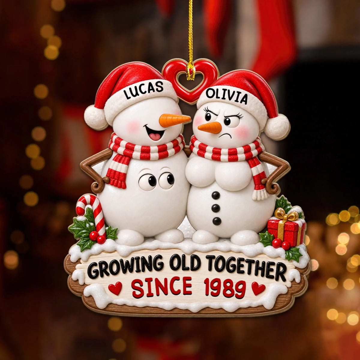 Love Gets Better With Time wood ornament on the tree