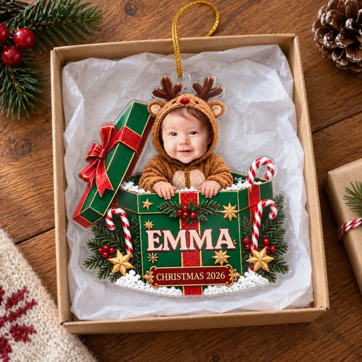 Little Hands Big Love acrylic ornament in gift box